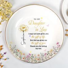 Load image into Gallery viewer, Personalized Birth Month Flower Jewelry Dish for Daughter-in-Law
