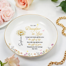 Load image into Gallery viewer, Personalized Birth Month Flower Jewelry Dish for Daughter-in-Law
