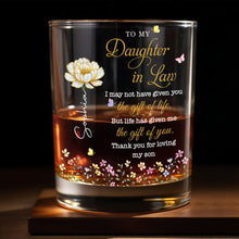 Load image into Gallery viewer, Personalized Whiskey Glass Custom Flowers Gift for Daughter-in-Law
