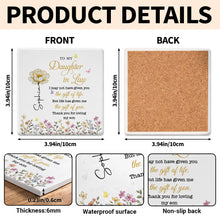 Load image into Gallery viewer, Personalized Ceramic Coaster Custom Flower Design Gift for Daughter-in-Law

