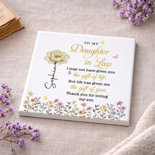 Load image into Gallery viewer, Personalized Ceramic Coaster Custom Flower Design Gift for Daughter-in-Law
