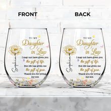 Load image into Gallery viewer, Personalized Stemless Wine Glass Custom Gift for Daughter-in-Law
