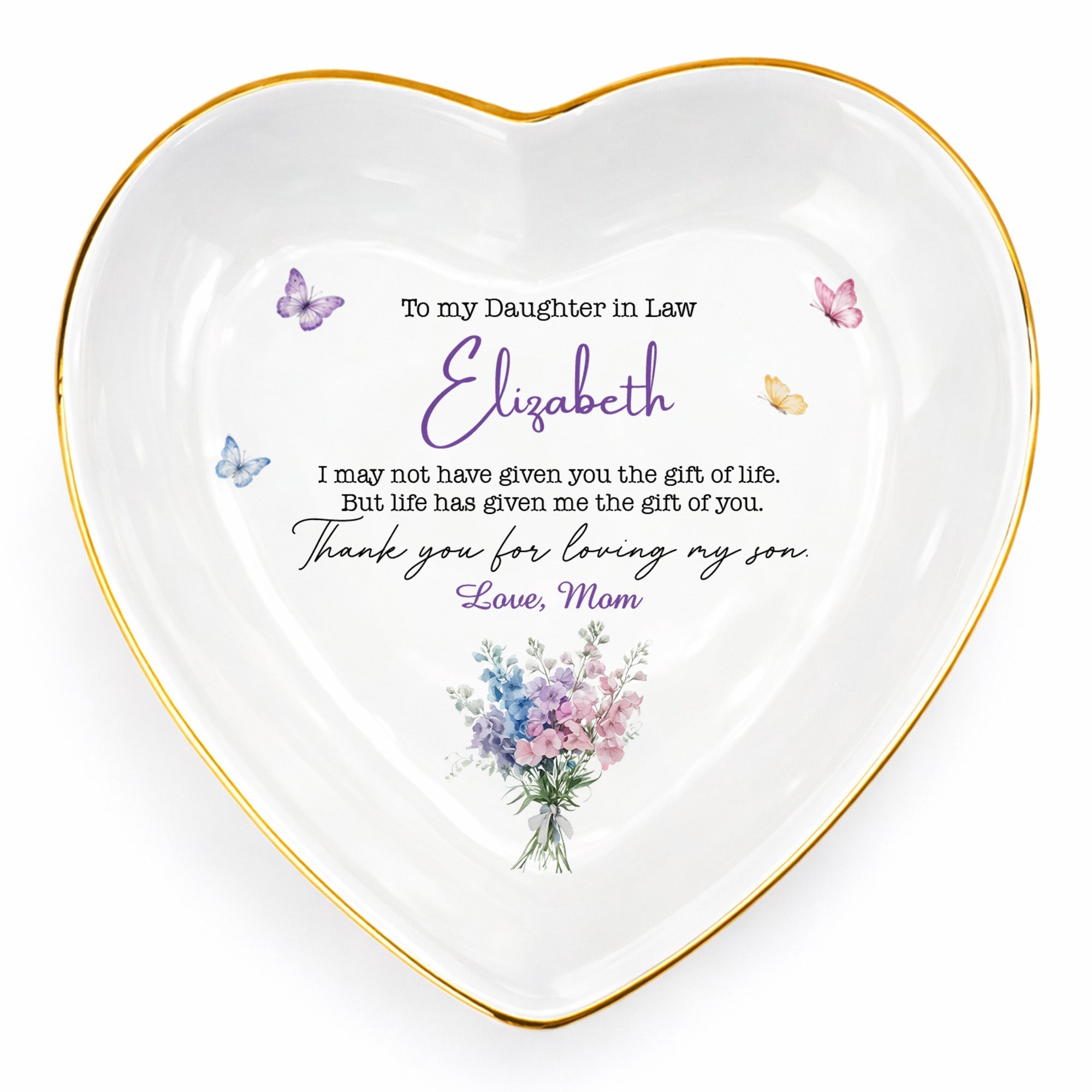 Personalized Heart Jewelry Dish Custom Name Gift for Daughter-in-Law