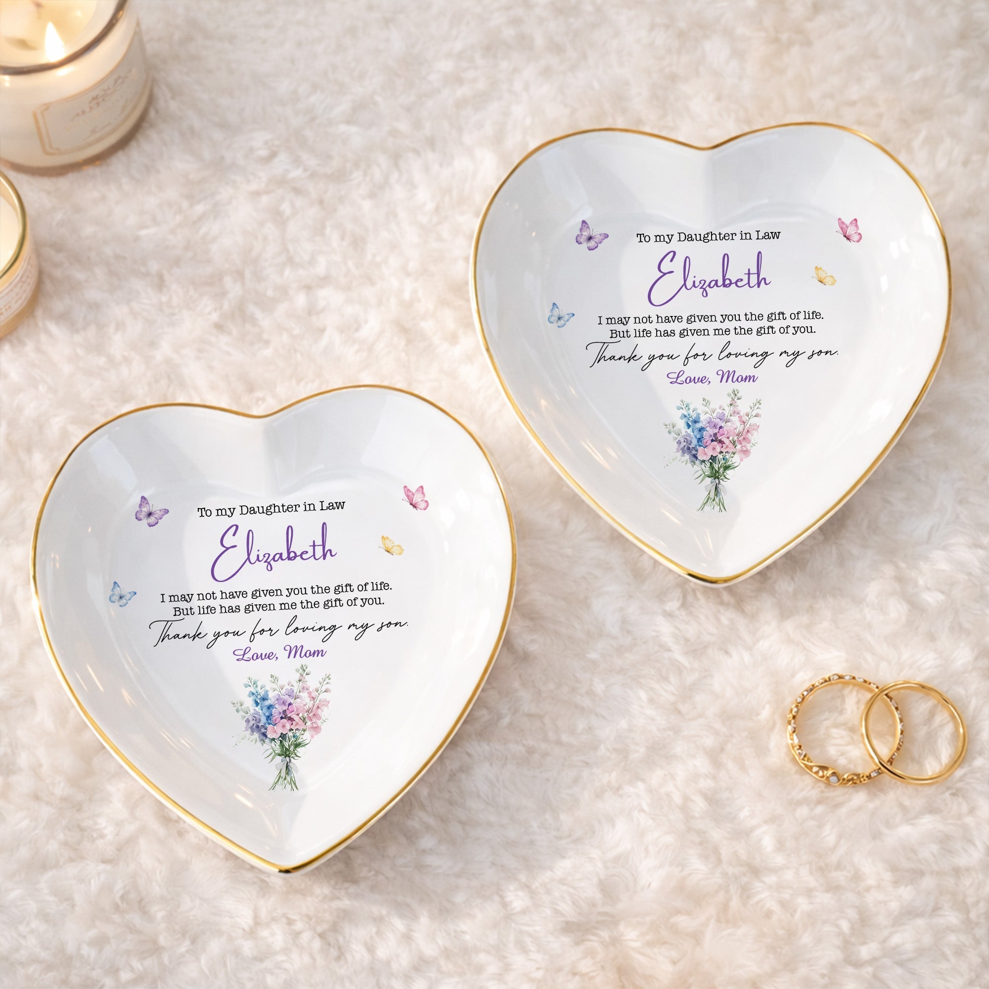 Personalized Heart Jewelry Dish Custom Name Gift for Daughter-in-Law