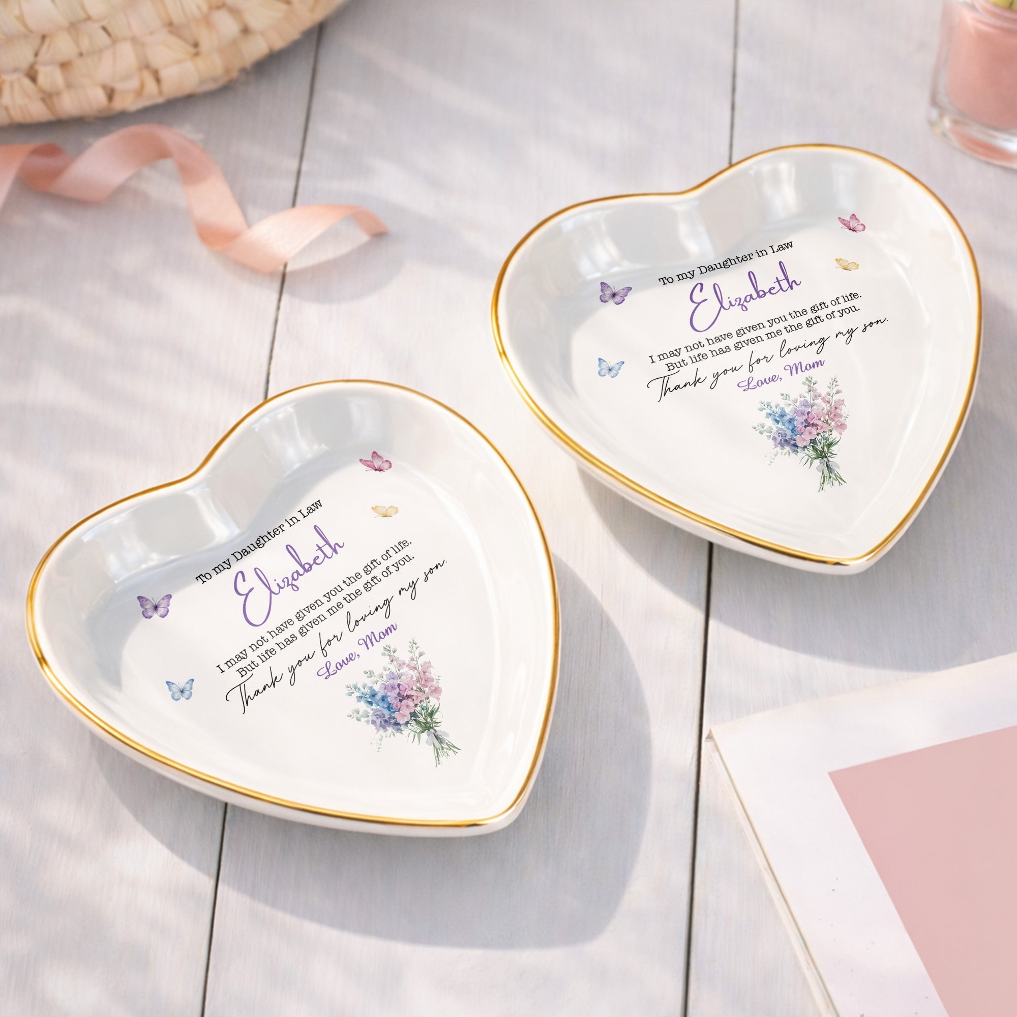 Personalized Heart Jewelry Dish Custom Name Gift for Daughter-in-Law