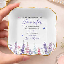 Load image into Gallery viewer, Personalized Lace Jewelry Dish Custom Name Gift for Daughter-in-Law

