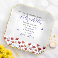 Load image into Gallery viewer, Personalized Lace Jewelry Dish Custom Name Gift for Daughter-in-Law

