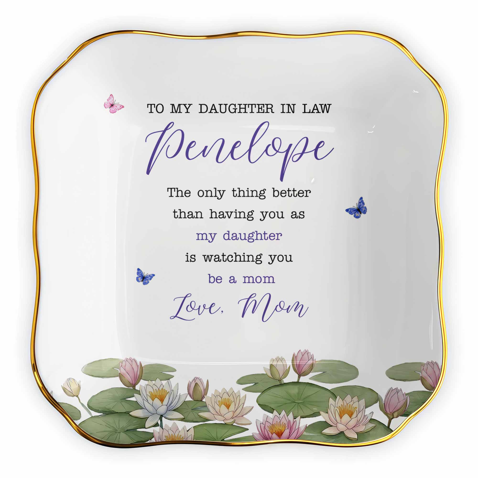 Personalized Lace Jewelry Dish Custom Name Gift for Daughter-in-Law