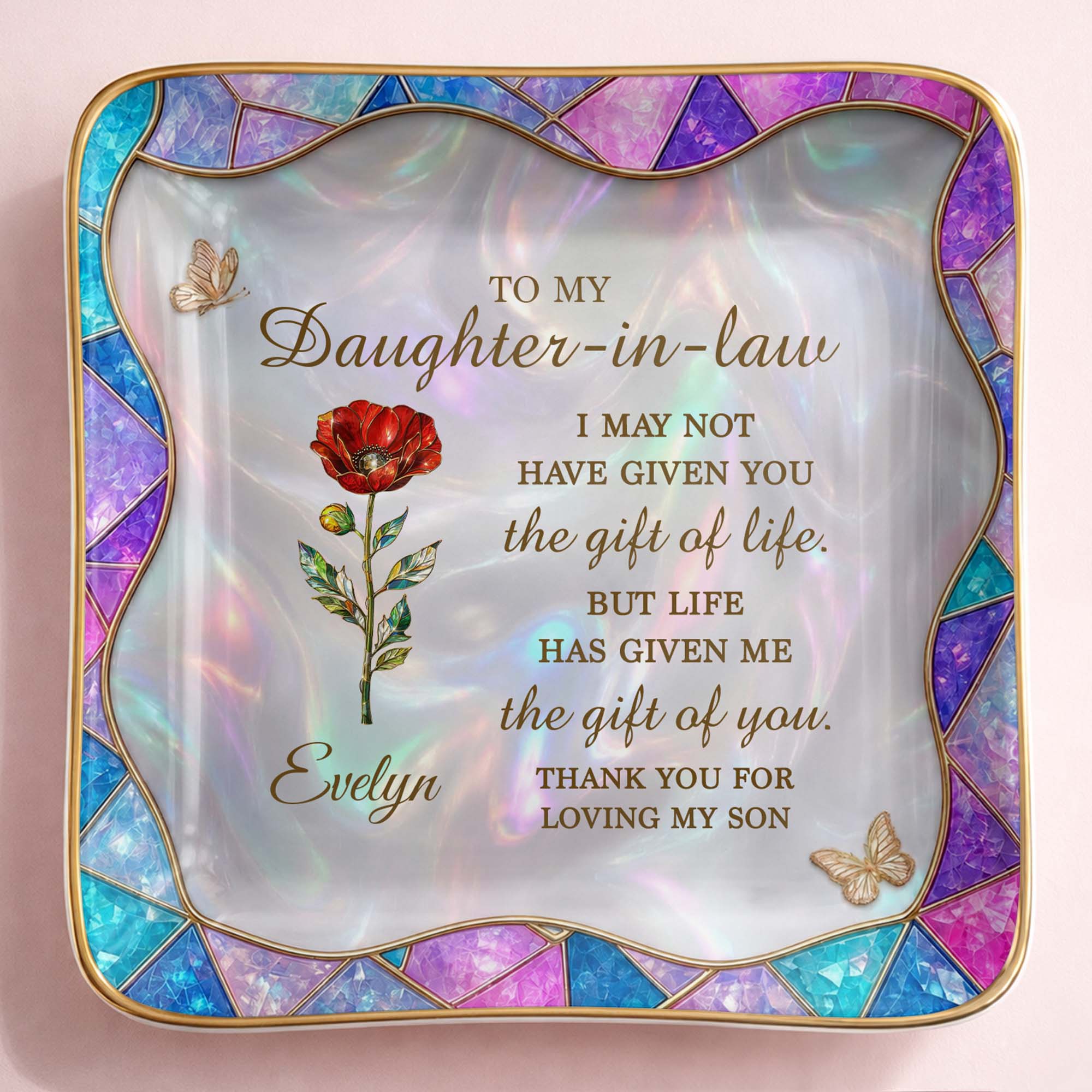 Personalized Ceramic Jewelry Dish Custom Gift for Daughter-in-Law