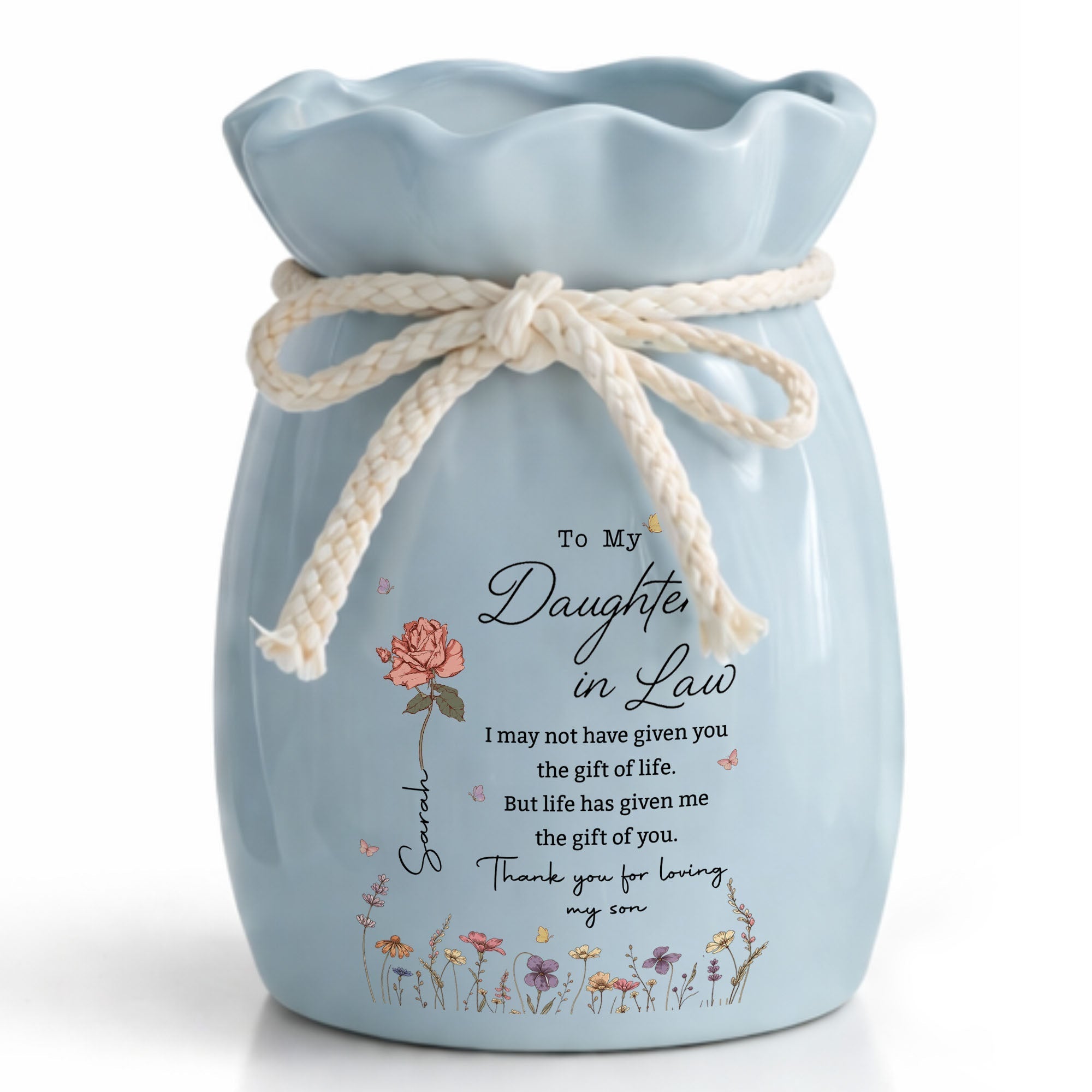 Personalized Ceramic Flower Vase Custom Gift for Daughter-in-law