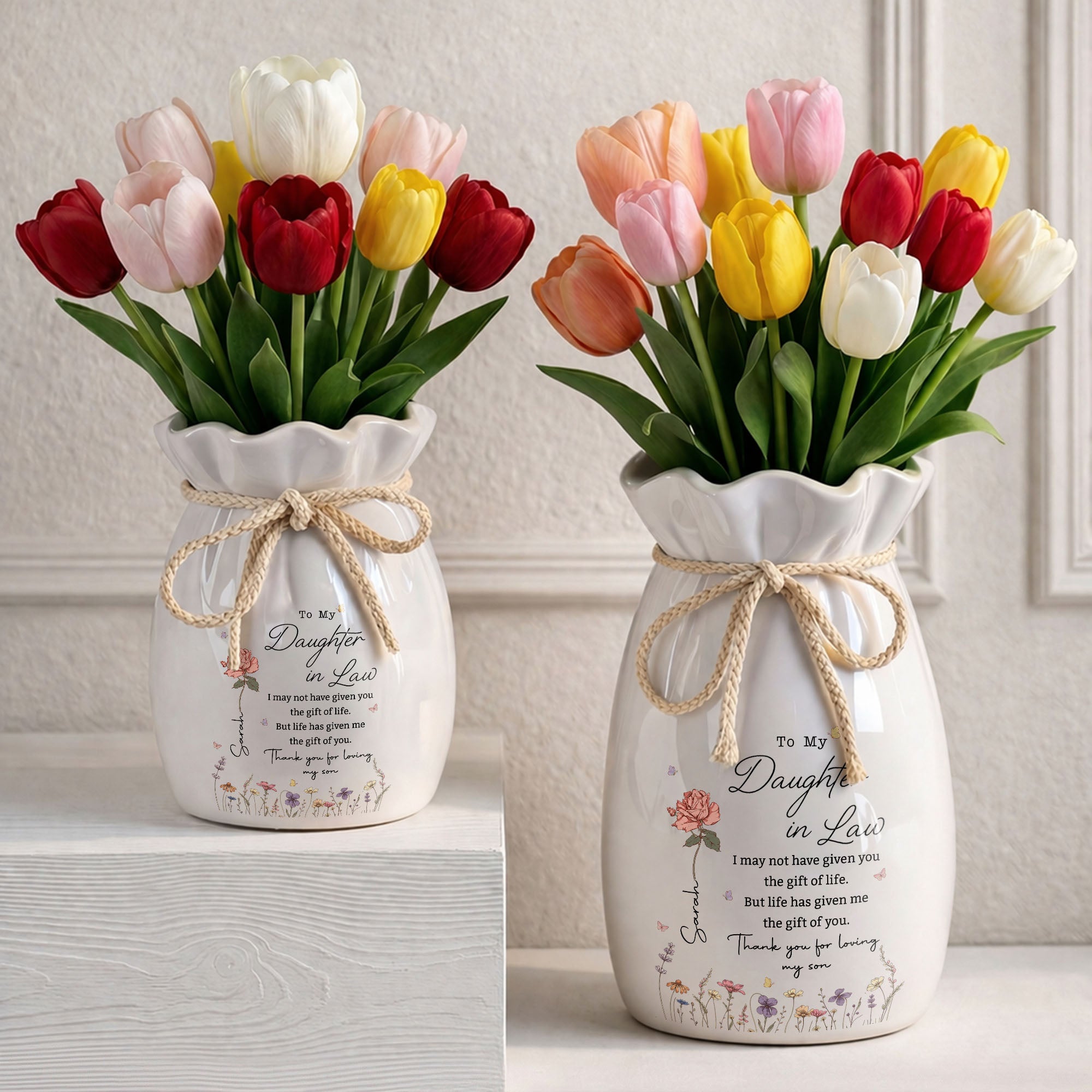 Personalized Ceramic Flower Vase Custom Gift for Daughter-in-law