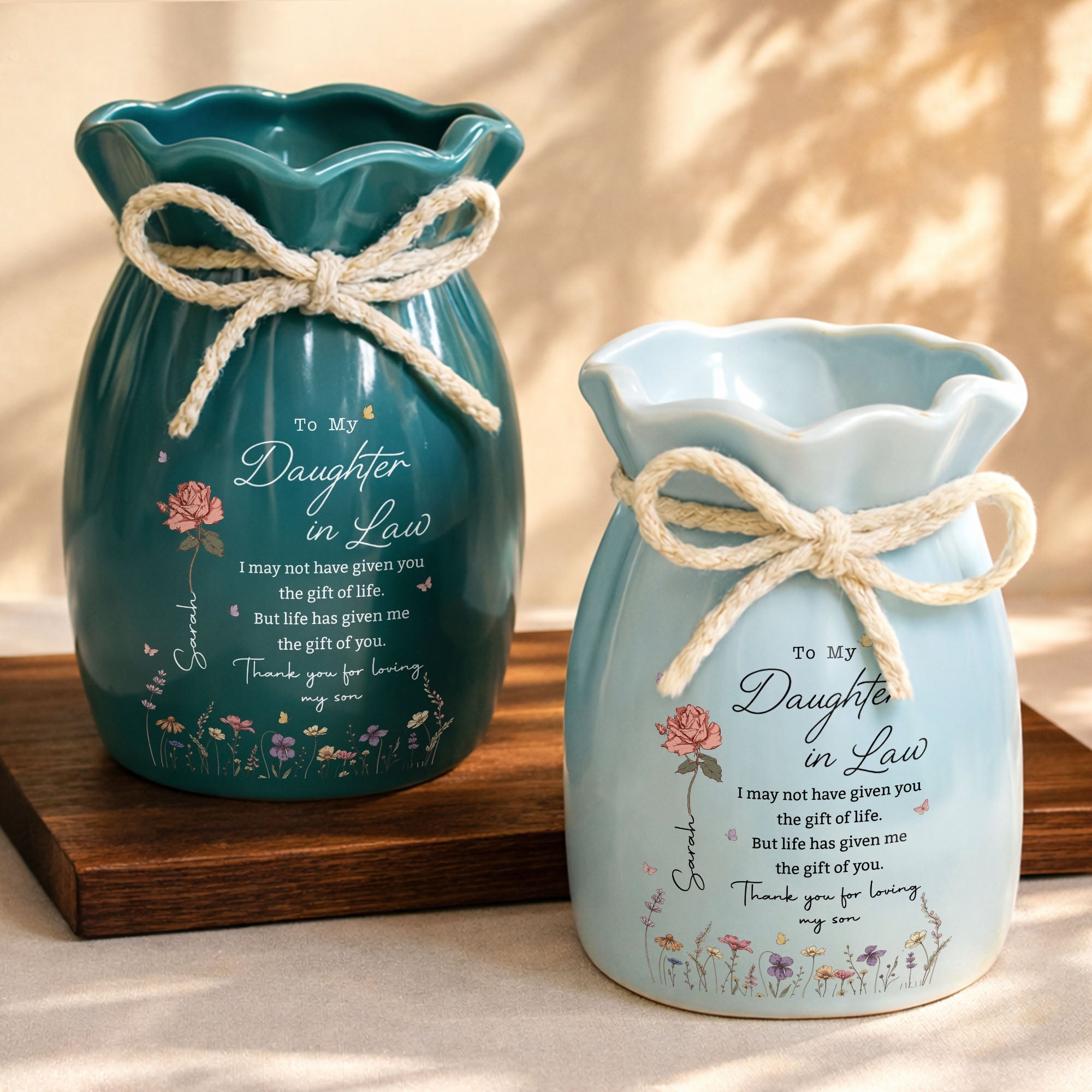 Personalized Ceramic Flower Vase Custom Gift for Daughter-in-law