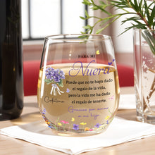 Load image into Gallery viewer, Personalized Stemless Wine Glass Custom Birth Month Flowers Gift for Daughter-in-Law
