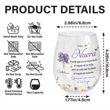 Load image into Gallery viewer, Personalized Stemless Wine Glass Custom Birth Month Flowers Gift for Daughter-in-Law
