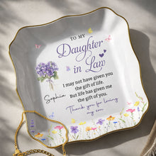 Load image into Gallery viewer, Personalized Lace Jewelry Dish with Birth Month Flowers Gift for Daughter-in-Law
