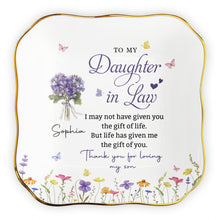 Load image into Gallery viewer, Personalized Lace Jewelry Dish with Birth Month Flowers Gift for Daughter-in-Law
