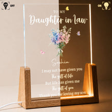 Load image into Gallery viewer, Personalized Acrylic Night Light Custom Floral Gift for Daughter In Law
