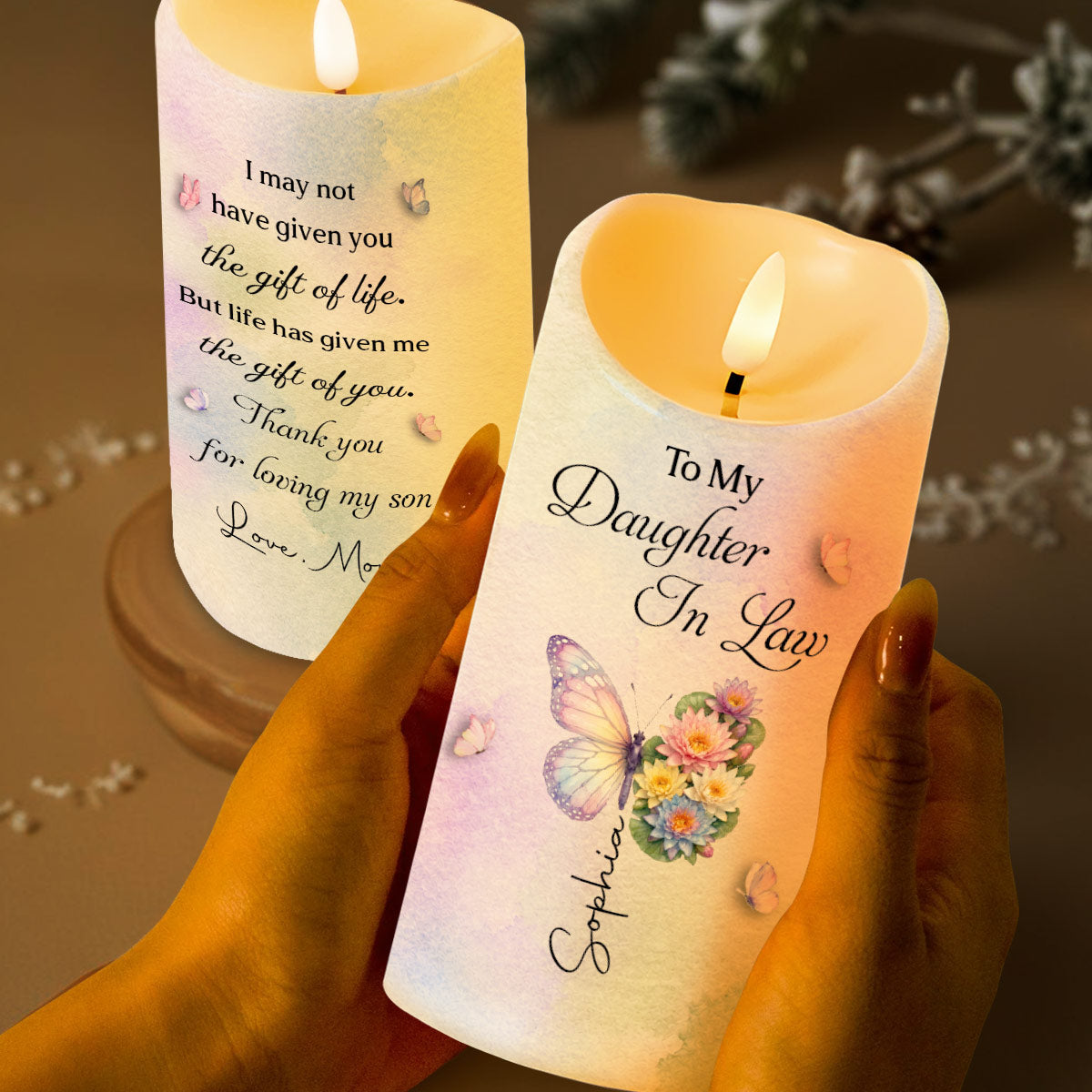 Personalized LED Candle Custom Name Gift for Daughter-in-Law
