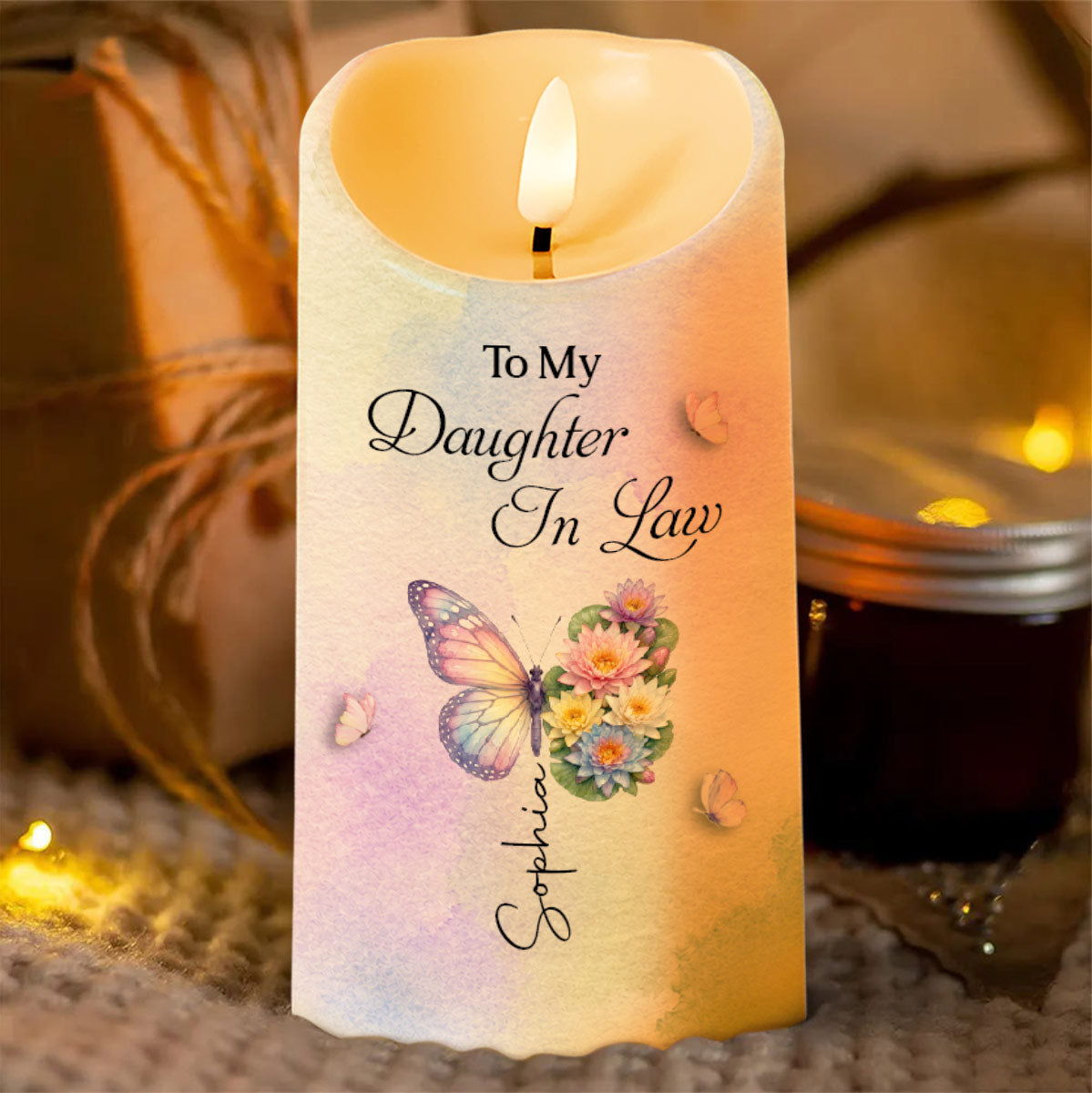 Personalized LED Candle Custom Name Gift for Daughter-in-Law