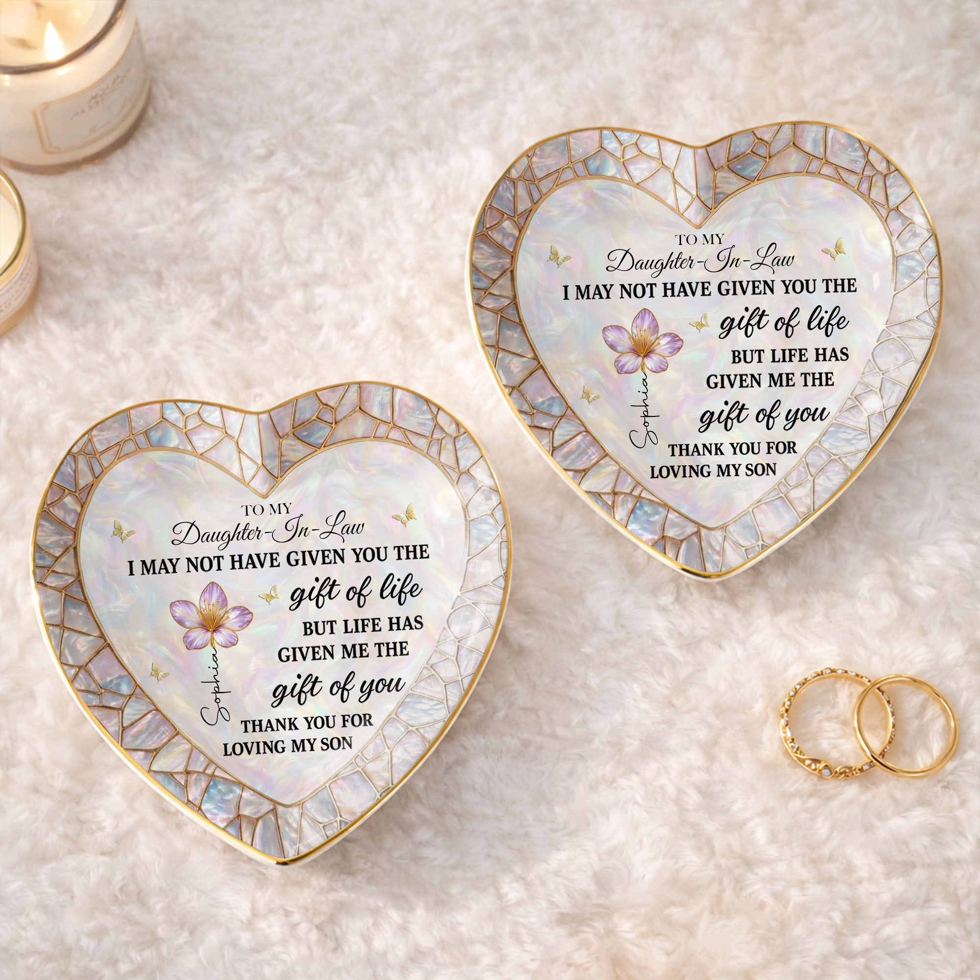 Personalized Heart Jewelry Dish Custom Name Gift for Daughter-in-Law