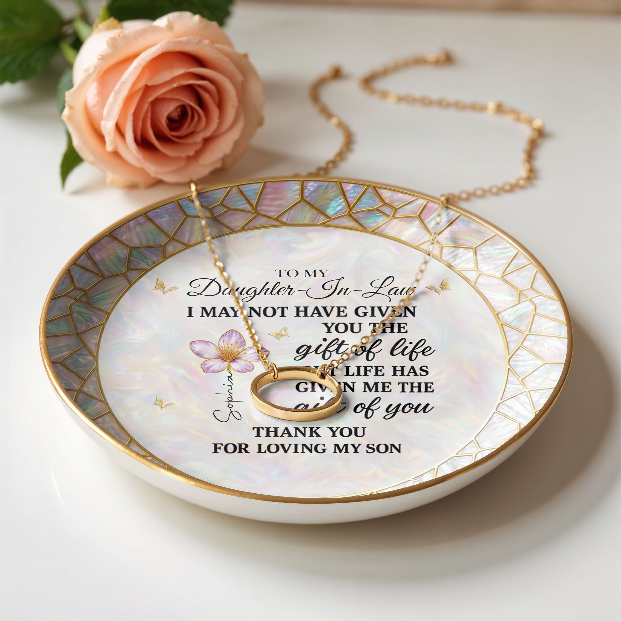 Personalized Jewelry Dish Custom Message for Daughter-in-Law Gift