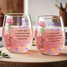 Load image into Gallery viewer, Personalized Stemless Wine Glass Custom Gift for Daughter-in-Law
