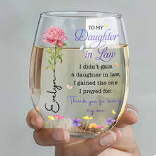 Load image into Gallery viewer, Personalized Stemless Wine Glass Custom Gift for Daughter-in-Law
