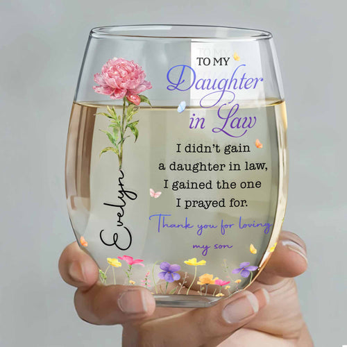 Personalized Stemless Wine Glass Custom Gift for Daughter-in-Law