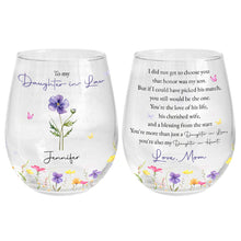 Load image into Gallery viewer, Personalized Stemless Wine Glass Custom Name Gift for Daughter-in-Law
