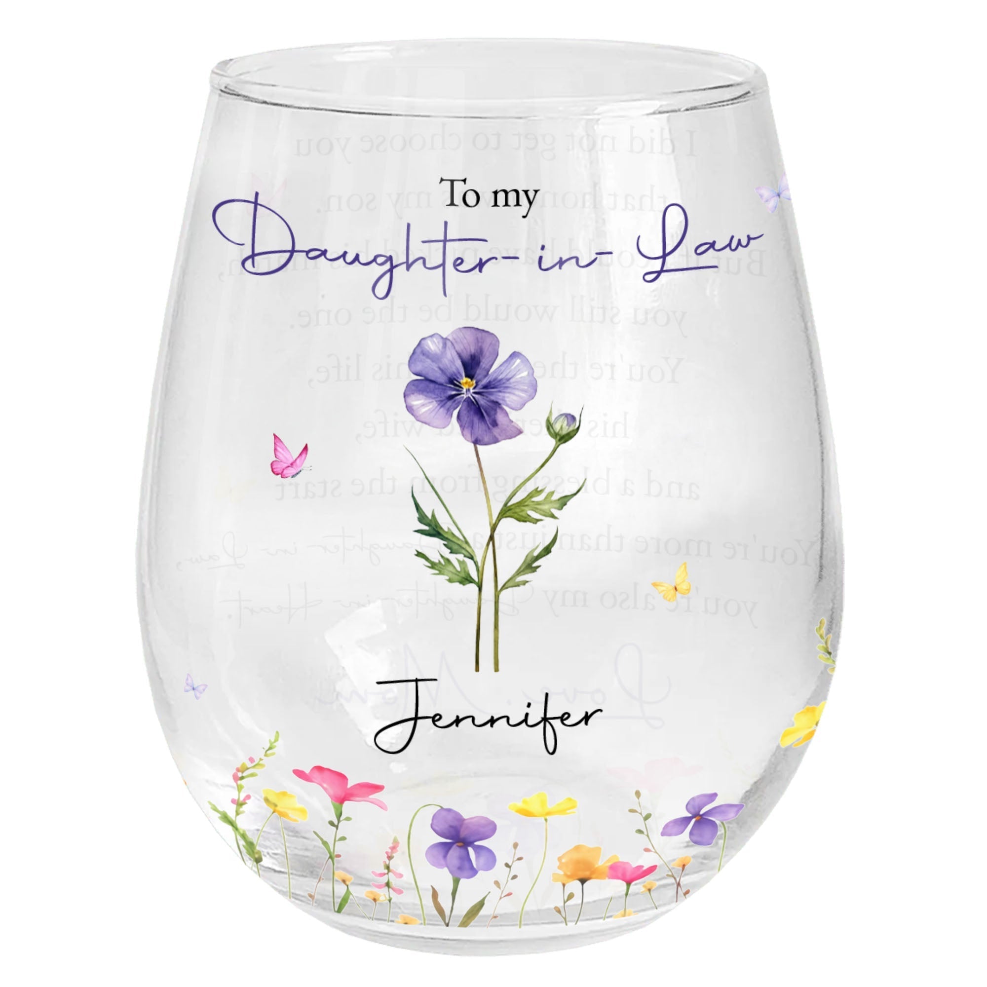 Personalized Stemless Wine Glass Custom Name Gift for Daughter-in-Law