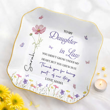 Load image into Gallery viewer, Personalized Lace Jewelry Dish Custom Name Gift for Daughter-In-Law
