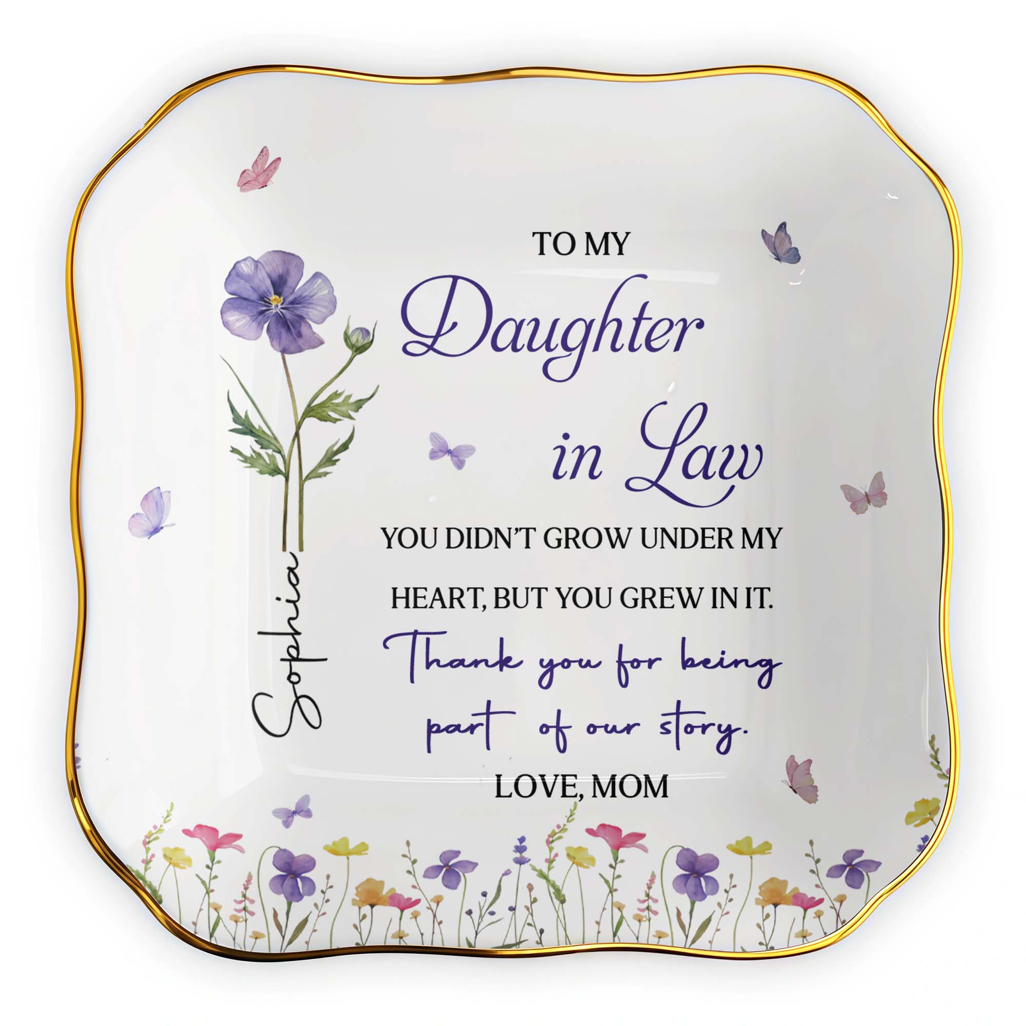 Personalized Lace Jewelry Dish Custom Name Gift for Daughter-In-Law
