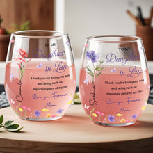 Load image into Gallery viewer, Personalized Stemless Wine Glass Custom Name Gift for Daughter-in-Law
