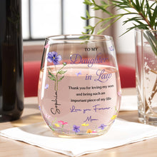 Load image into Gallery viewer, Personalized Stemless Wine Glass Custom Name Gift for Daughter-in-Law
