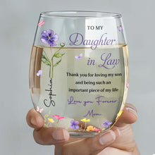 Load image into Gallery viewer, Personalized Stemless Wine Glass Custom Name Gift for Daughter-in-Law
