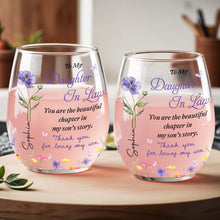 Load image into Gallery viewer, Personalized Stemless Wine Glass Custom Name Gift for Daughter-in-Law
