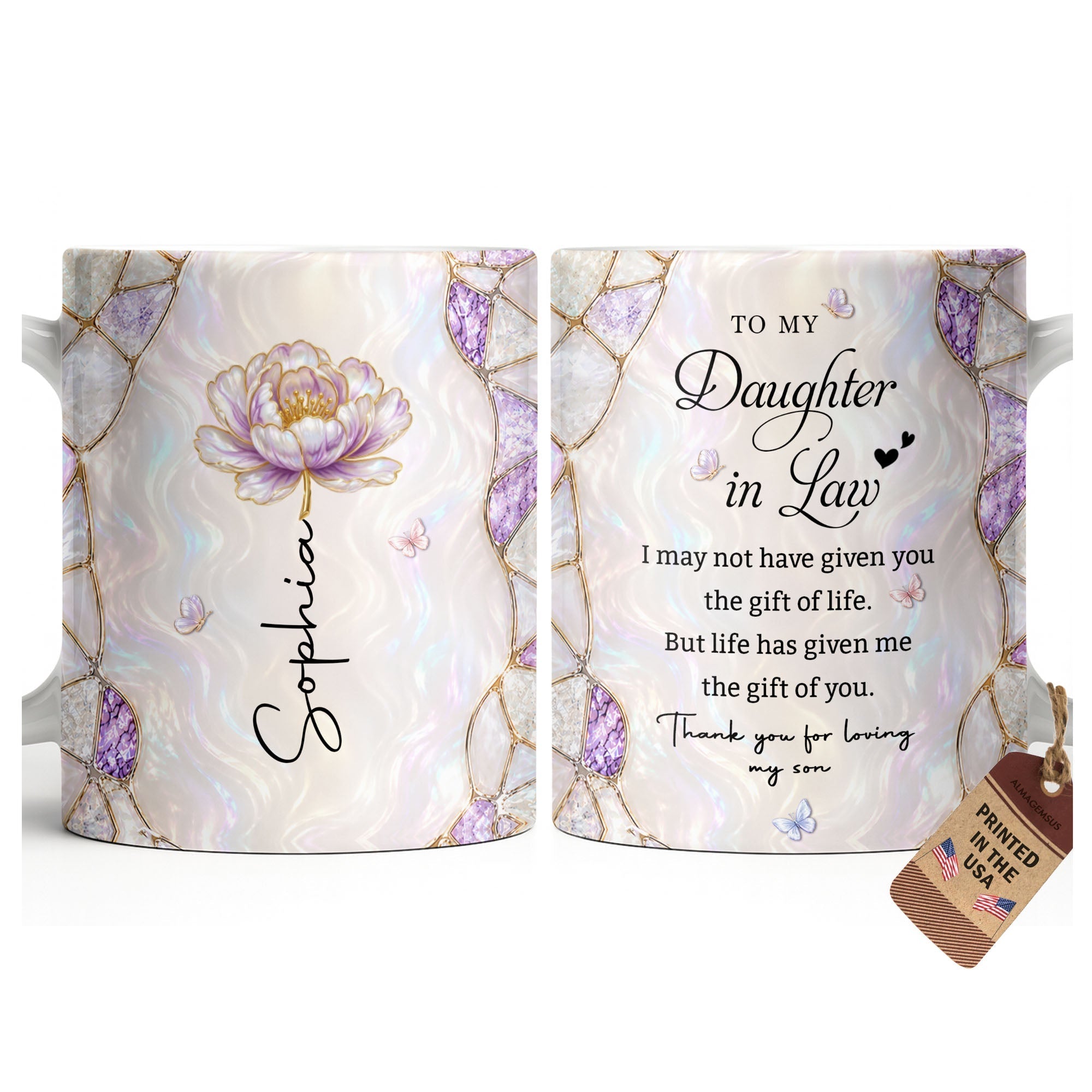 Personalized Coffee Mug Birth Month Flower Gift for Daughter-in-Law