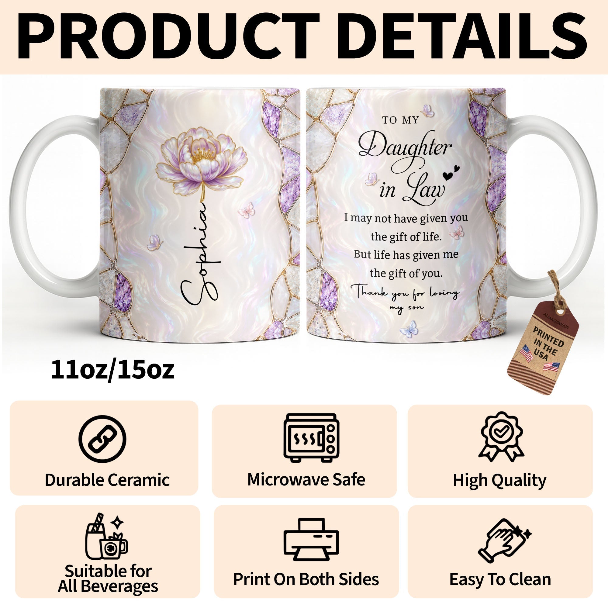 Personalized Coffee Mug Birth Month Flower Gift for Daughter-in-Law