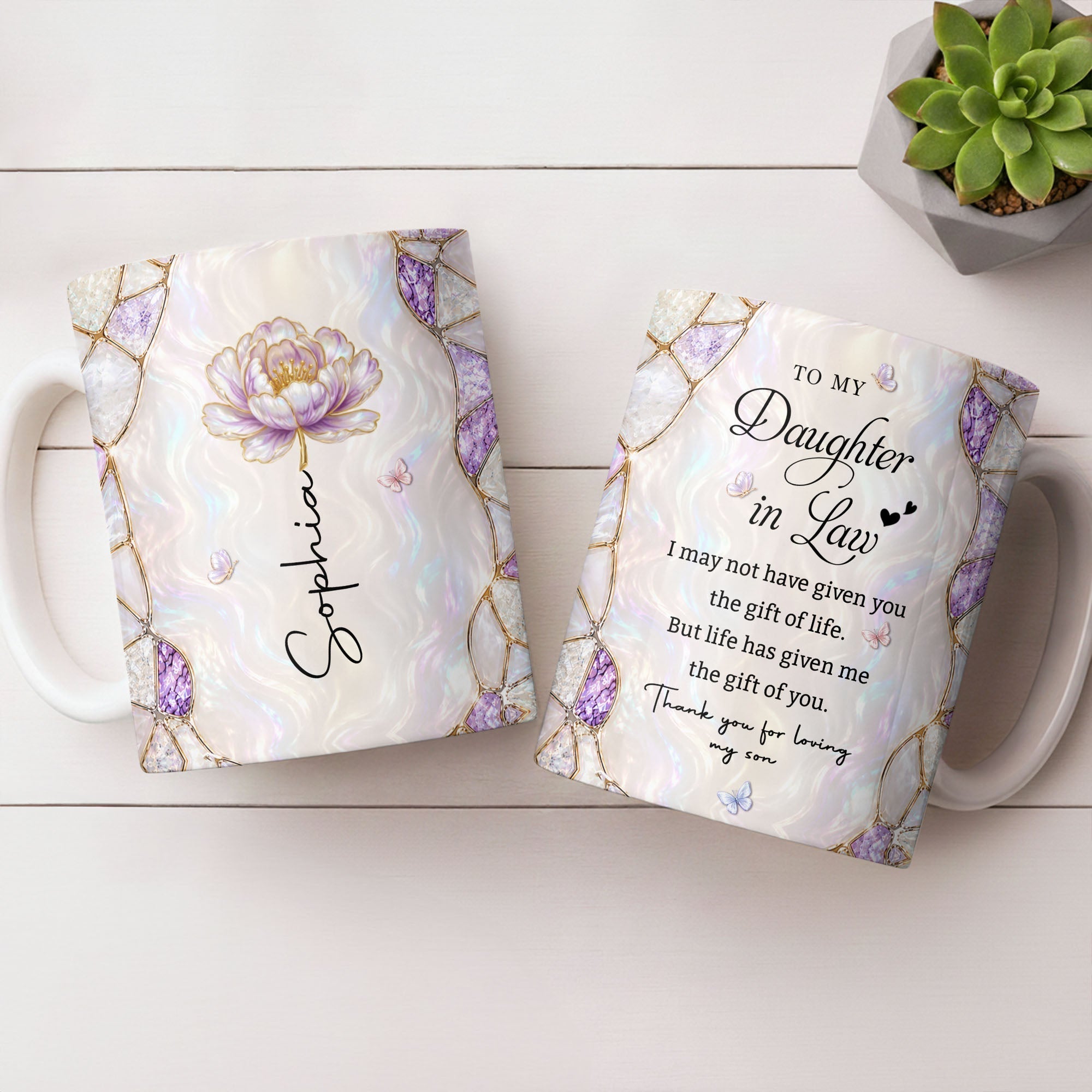 Personalized Coffee Mug Birth Month Flower Gift for Daughter-in-Law