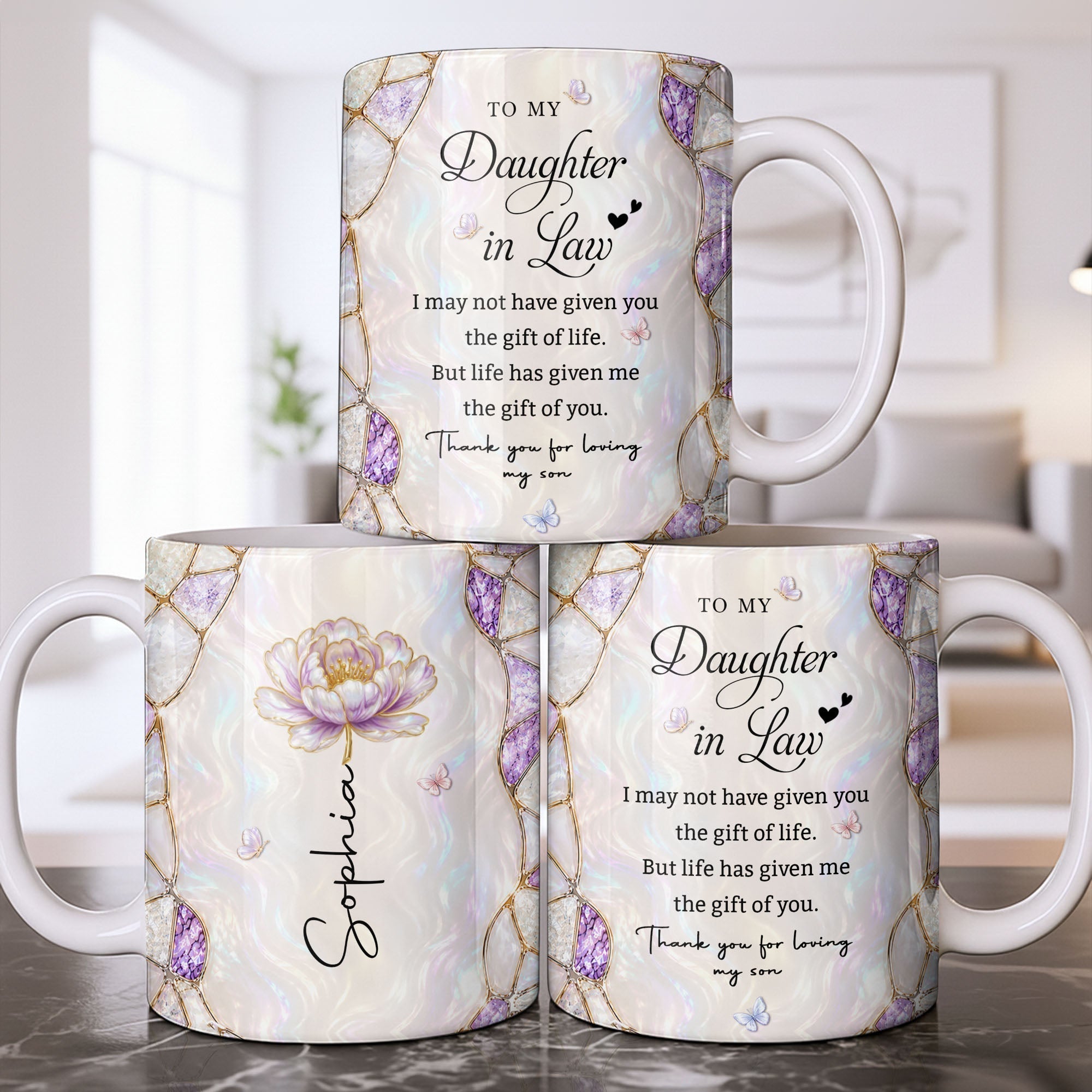 Personalized Coffee Mug Birth Month Flower Gift for Daughter-in-Law