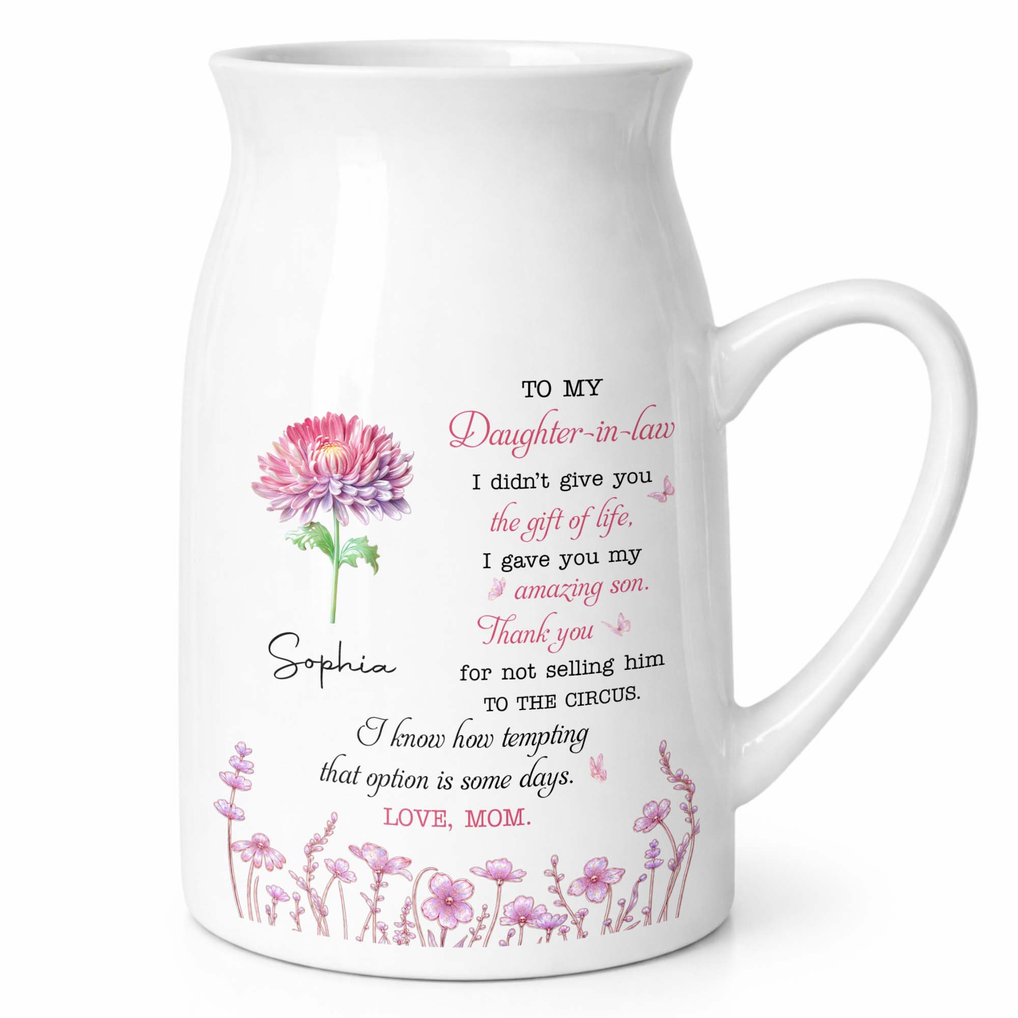 Personalized Ceramic Flower Vase Custom Gift for Daughter-in-Law