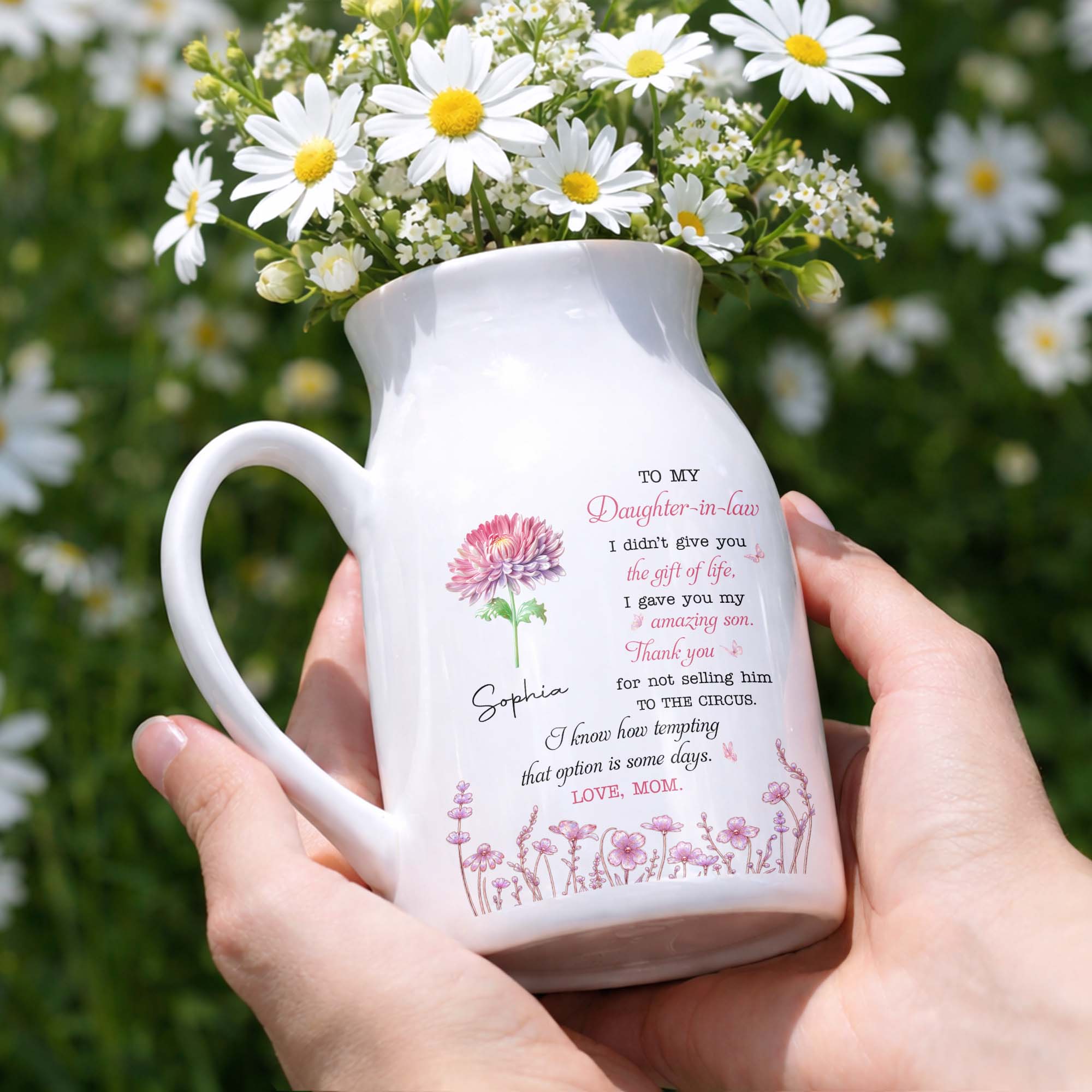 Personalized Ceramic Flower Vase Custom Gift for Daughter-in-Law