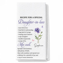 Load image into Gallery viewer, Personalized Kitchen Towel Custom Birth Month Flower Gift for Daughter-in-Law
