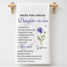 Load image into Gallery viewer, Personalized Kitchen Towel Custom Birth Month Flower Gift for Daughter-in-Law
