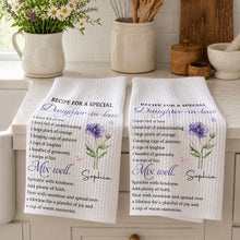 Load image into Gallery viewer, Personalized Kitchen Towel Custom Birth Month Flower Gift for Daughter-in-Law
