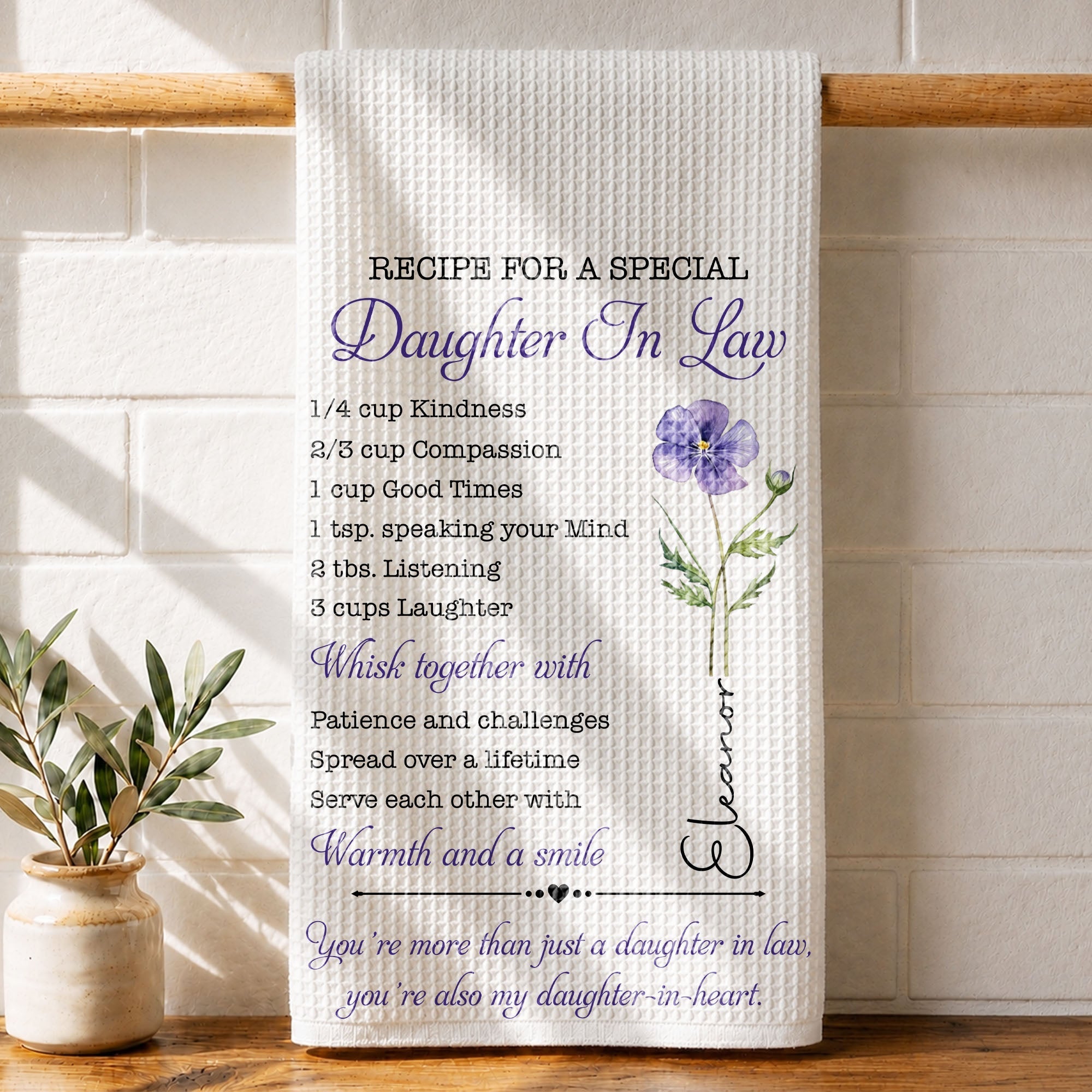 Personalized Kitchen Towel Recipe for Daughter-in-Law Gift