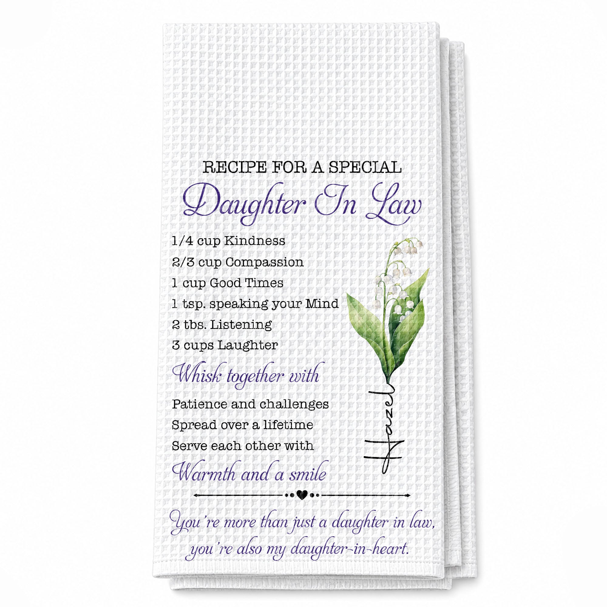 Personalized Kitchen Towel Recipe for Daughter-in-Law Gift