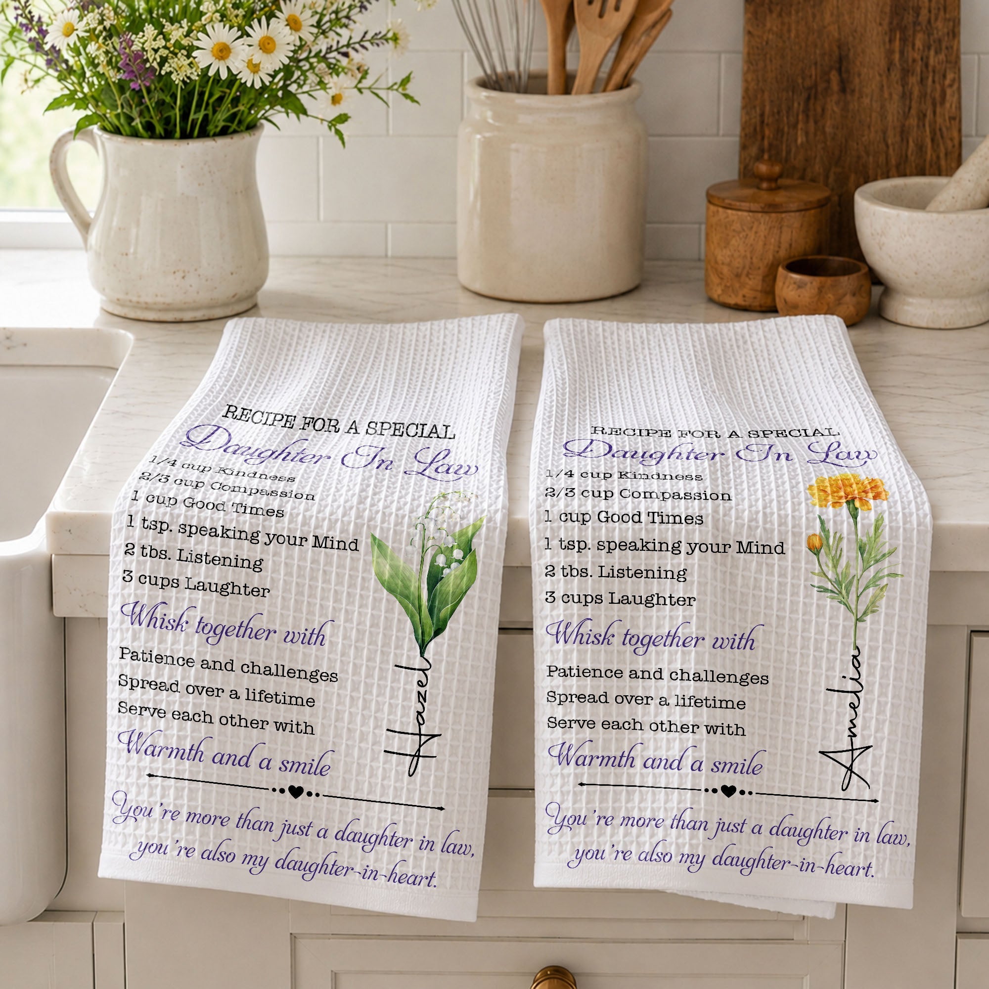 Personalized Kitchen Towel Recipe for Daughter-in-Law Gift