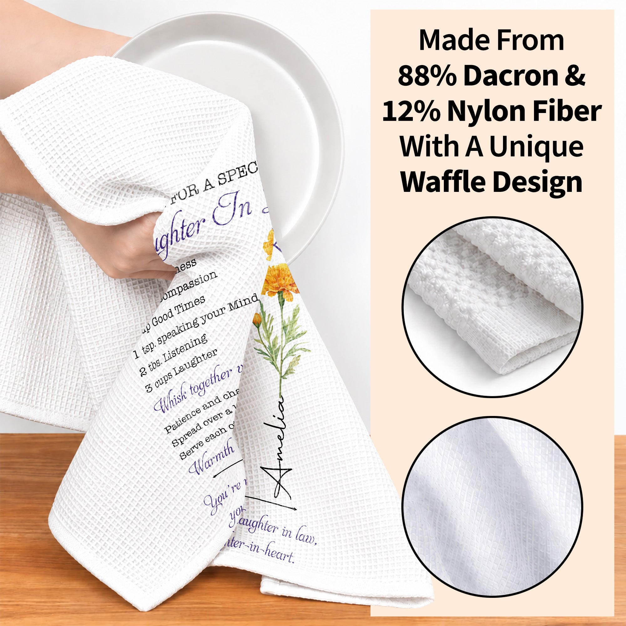 Personalized Kitchen Towel Recipe for Daughter-in-Law Gift