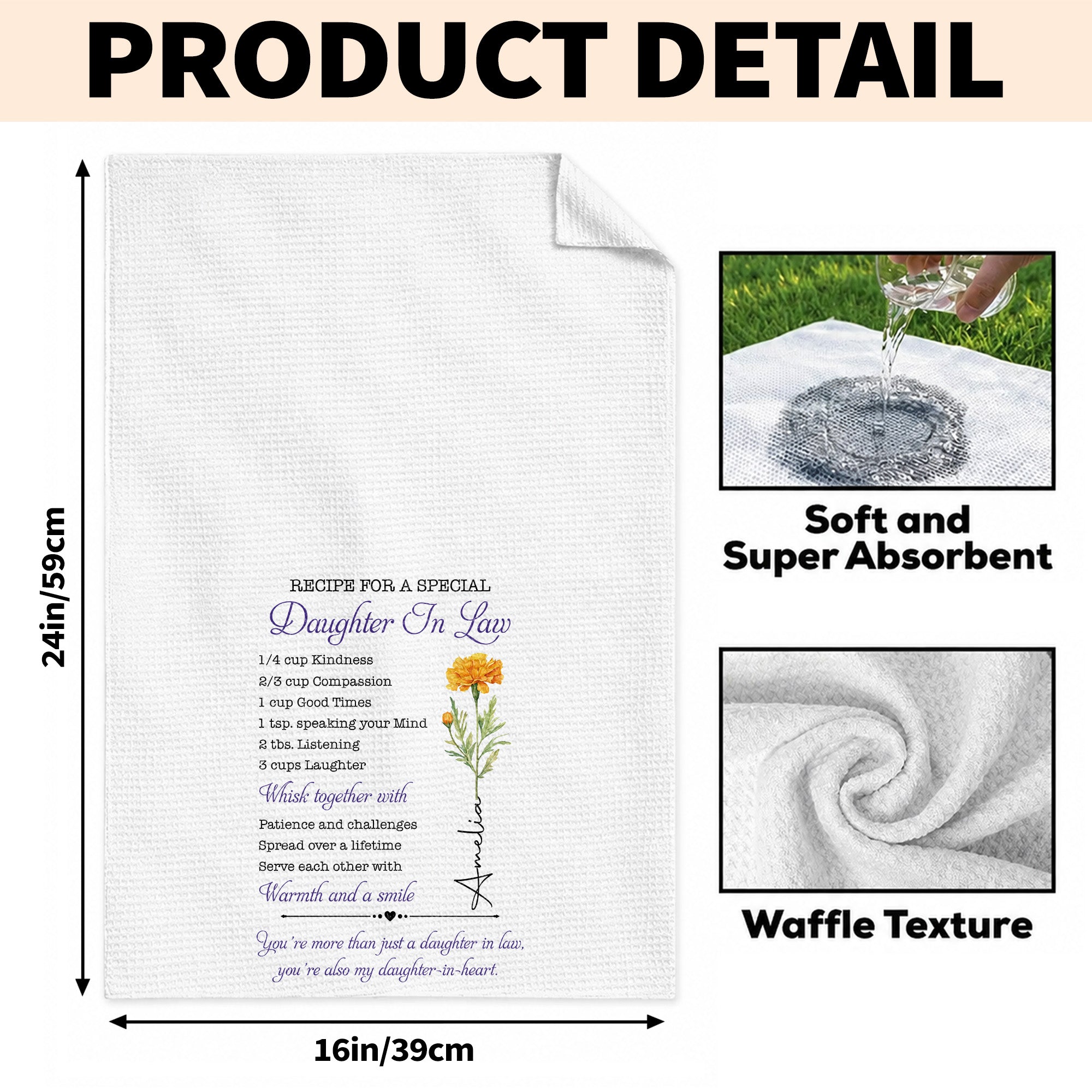 Personalized Kitchen Towel Recipe for Daughter-in-Law Gift